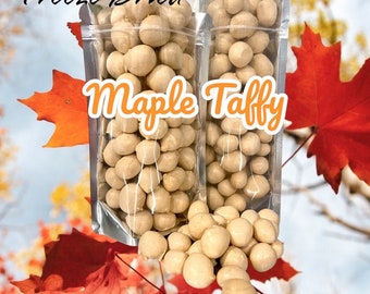Freeze Dried Maple Salt Water Taffy, Delectable Treats, Homemade Fun Taffy Bombs, Dried Candy, Freeze-Dried Snacks
