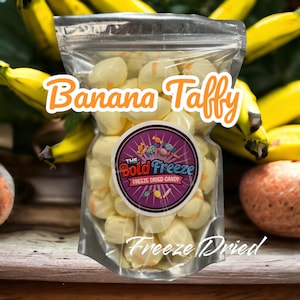 Freeze Dried Banana Salt Water Taffy, Deliciously Crunchy Treats, Homemade Taffy Bomb - Yellow