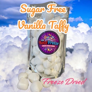 Freeze Dried Sugar Free Vanilla Salt Water Taffy, Delectable Treats, Homemade Fun Taffy Bombs, Dried Candy, Freeze-Dried Snacks