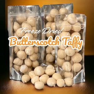 Freeze Dried Butterscotch Salt Water Taffy, Delectable Treats, Homemade Fun Taffy Bombs, Dried Candy, Freeze-Dried Snacks