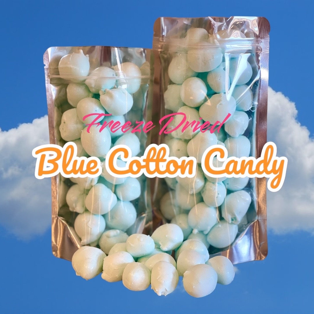 Freeze Dried Coton Candy Blue Salt Water Taffy, Delectable Treats, Homemade Fun Taffy Bombs