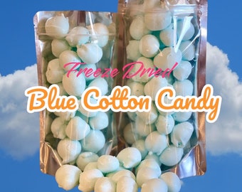 Freeze Dried Cotton Candy Blue Salt Water Taffy, Delectable Treats, Homemade Fun Taffy Bombs, Dried Candy, Freeze-Dried Snacks