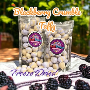 Freeze Dried Blackberry Crumble Salt Water Taffy, Crunchy Candy and Sweets, Homemade Taffy, Flavor Taffy Bombs, Fruity Berry