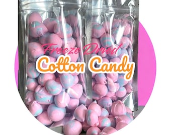 Freeze Dried Cotton Candy Salt Water Taffy, Deliciously Crunchy Treats, Homemade Taffy Bomb - Pink & Blue