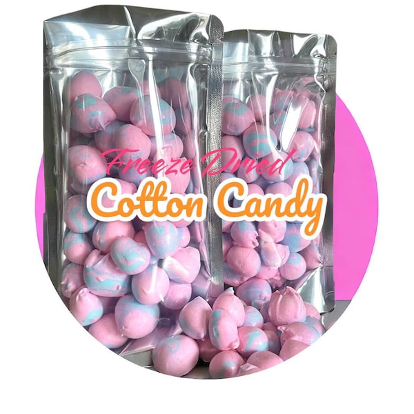 Freeze Dried Cotton Candy Salt Water Taffy, Deliciously Crunchy Treats, Homemade Taffy Bomb - Pink & Blue