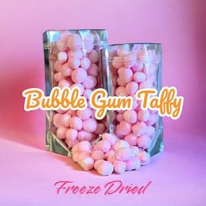 Freeze Dried Bubble Gum Salt Water Taffy, Delectable Treats, Homemade Fun Taffy Bombs, Dried Candy, Freeze-Dried Snacks