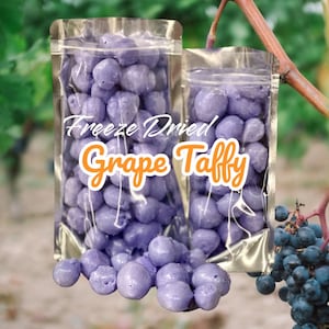 Freeze Dried Grape Salt Water Taffy, Delectable Treats, Homemade Fun Taffy Bombs, Dried Candy, Freeze-Dried Snacks