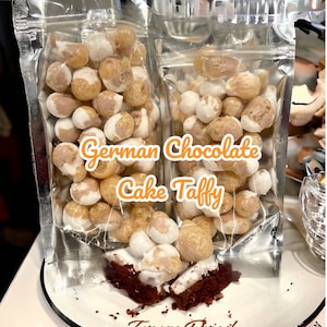 Freeze Dried German Chocolate Cake Salt Water Taffy, Crunchy Candy and Sweets, Homemade Taffy, Flavor Taffy Bombs