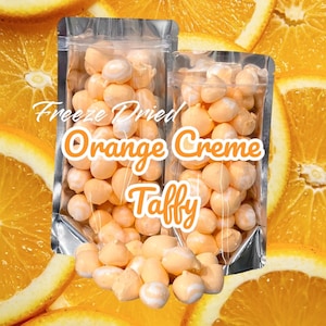 Gefriergetrocknete Orangen Creme Salzwasser Taffy, Köstliche Leckereien, Hausgemachte Fun Taffy Bombs, Getrocknete Süßigkeiten, gefriergetrocknete Snacks