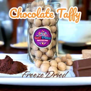Freeze Dried Chocolate Salt Water Taffy, Delectable Treats, Homemade Fun Taffy Bombs, Dried Candy, Freeze-Dried Snacks