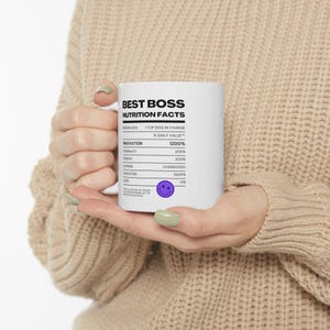 Best Boss Coffee Mug, Funny Office Gift, Boss Appreciation Cup, 11oz Ceramic Mug, Gift for Manager or Coworker image 1