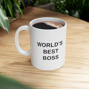 World&#39;s Best Boss Coffee Mug, Funny Office Gift, Ceramic Cup for Boss Appreciation, Unique Handmade Gift