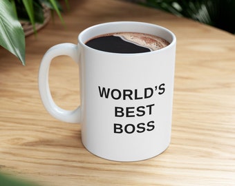 World's Best Boss Coffee Mug, Funny Office Gift, Ceramic Cup for Boss Appreciation, Unique Handmade Gift