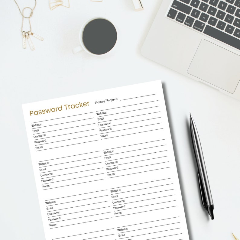 Printable Password Tracker, Digital Password Organizer in 4 Colors, PDF ...