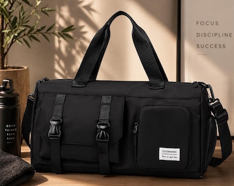 Sac de sport femme élégant, sac yoga avec compartiment chaussures, grand sac de voyage léger, sac fitness bandoulière, sac week-end femme