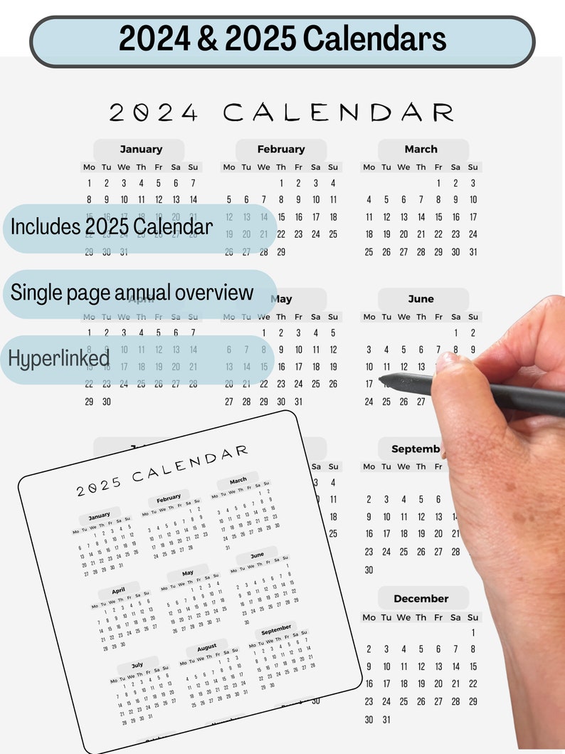 Remarkable 2 Yearly Digital Planner for 2024 - 2025 - Hyperlinked ...