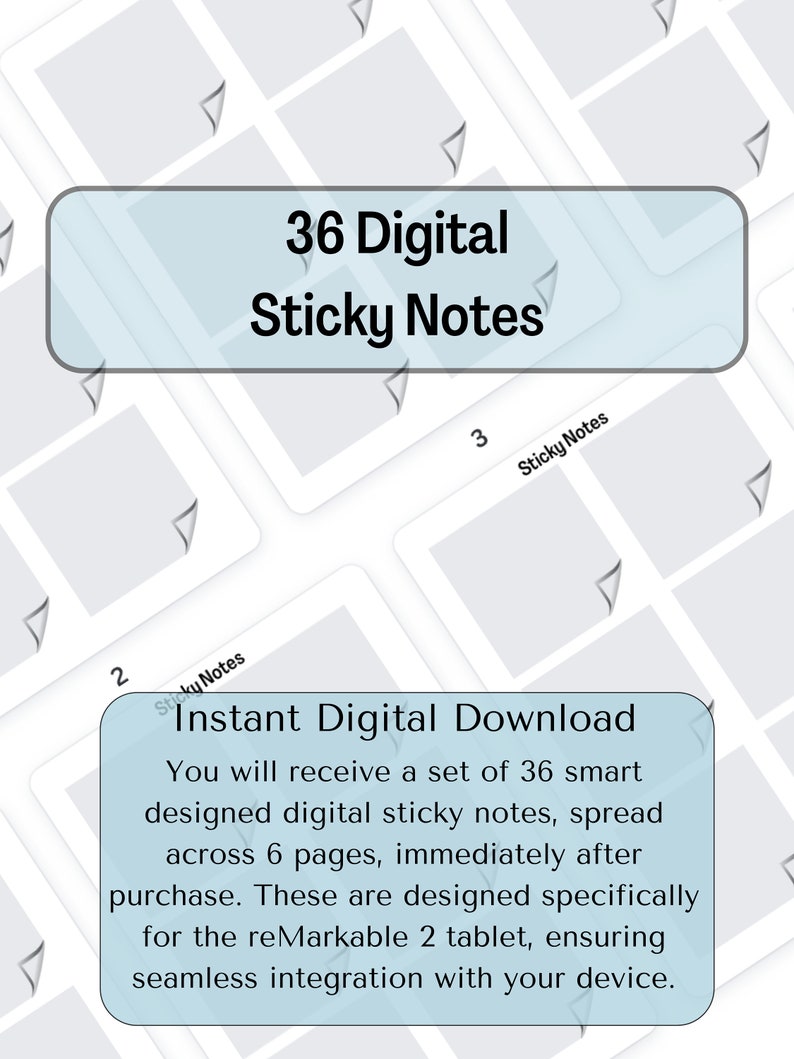 Digital Sticky Notes for Remarkable 2 - Instant Download, 36 ...