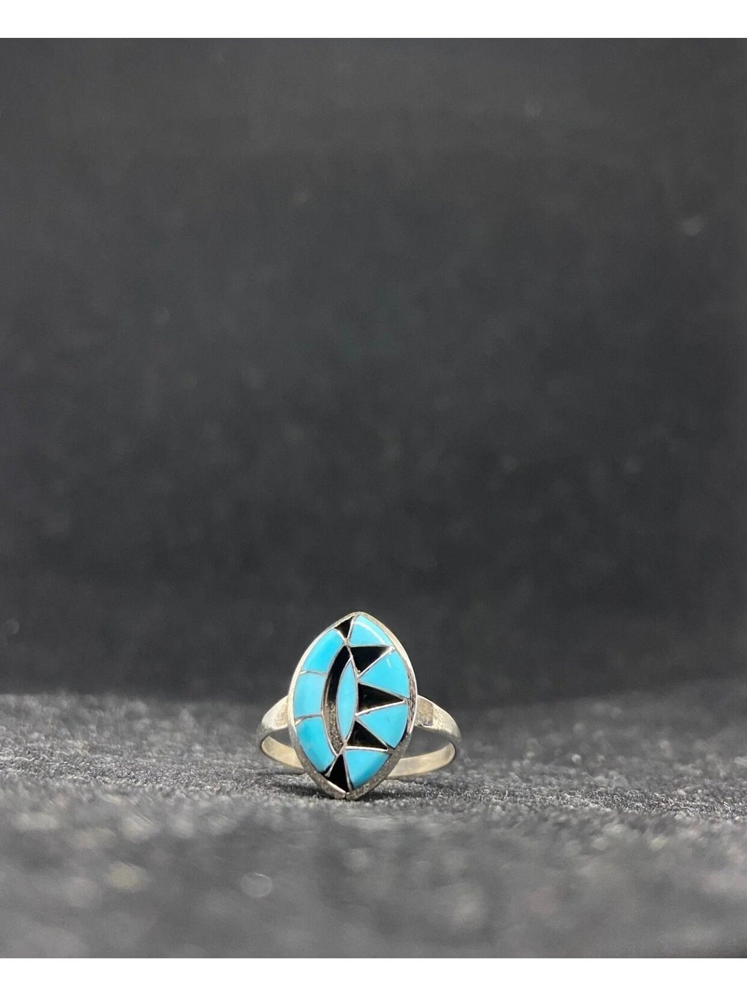 Zuni Inlay Sleeping Beauty Turquoise Sterling Silver Ring Size 8 - Etsy