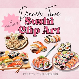 Sushi Clipart Set | 52 PNG & SVG Clip Art Files for Invitations, Menus, Blogs | Japanese Cuisine Digital Art