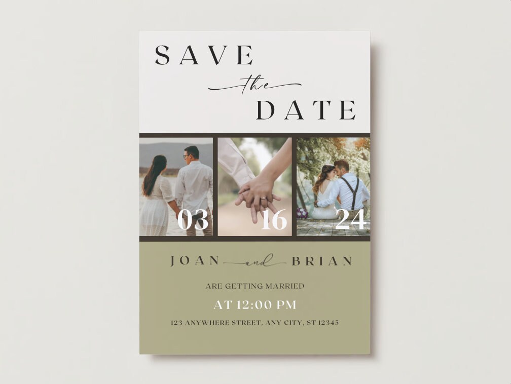 Modern Photo Wedding Invitation Template Wedding Invitation With Photos ...