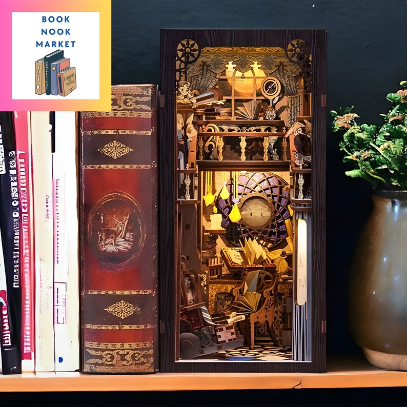 Miniature House Nebulla Common Room Wooden Book Nook LED Light