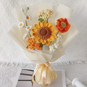 Crochet Sunflower Bouquet: Handmade Everlasting Sunflower Floral Gift