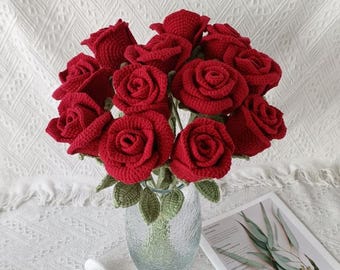 Handmade Crochet Rose, Everlasting Cotton Flower Gift