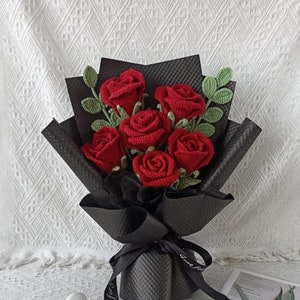 Häkelrose, Häkelblumenstrauß, Rot, Pink, Ewige Rose, für immer Rose, Geschenk Freundin, Liebe, Valentine, Valentinstag