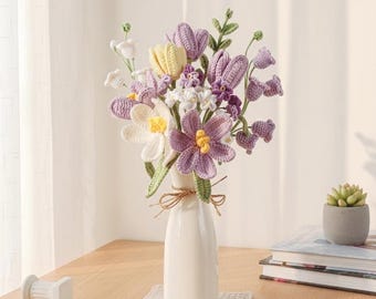 Crochet Flowers Bouquet in Vase: Everlasting Birthday Gift for Family and Holiday