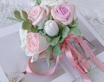 Bridal Bouquet, Wedding Hand Bouquet, Crochet flowers bouquet, Wedding decoration, Bridal, Bridesmaid, Artificial, Handmade, Rose