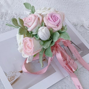Brautstrauß, Hochzeit Handstrauß, Häkelblumenstrauß, Hochzeitsdekoration, Braut , Brautjungfer, künstlich, handgemacht, Rose