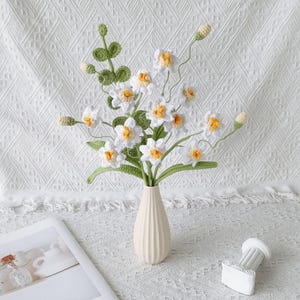 Dezember Geburtsblume, Narzisse, Narzisse, Häkelblumen Strauß, Dezember Geschenk, unvergänglich, Geburtstag, Freund, Schwester, Freundin, Liebe
