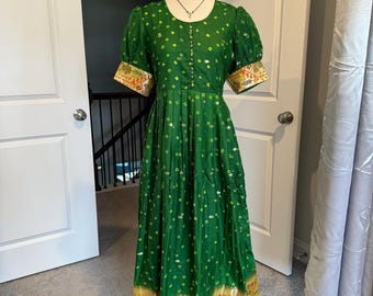 bandhani silk gown