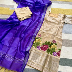 white christmas dresses Red Handloom Cotton Mangalagiri 3pc Unstitched Dress Material Suit Sets main image 0