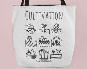 Cultivation Tote Bag, Agricultural bag, Cute Tote Bag, Plant Lover Bag, Aesthetic Bag, Market Bag, Canvas Bag, Book Bag, Shopping Bag