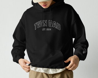 Embroidered Twin Dad Shirt, Personalized Twin Dad Hoodie, Dad of Twins Sweatshirt, Gift for Twin Dad, New Dad Gift, Minimalist Hoodie