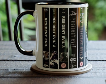 Resident Evil Retro VHS Two-Tone Coffee Mug, Horror Games, Gifts For Him, Gifts For Nerds, Gifts For Gamers, Gaming Mug, Horror Mug, Classic