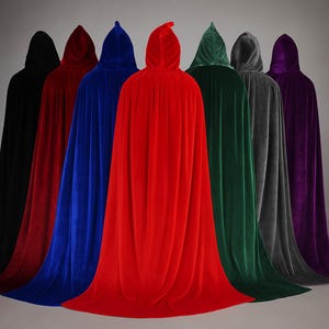 Velvet Hooded Cloak Cape – Halloween Costume Robe for Men & Women – Vampire, Witch, Wizard, Cosplay, Gothic, Wiccan, Renaissance, LARP