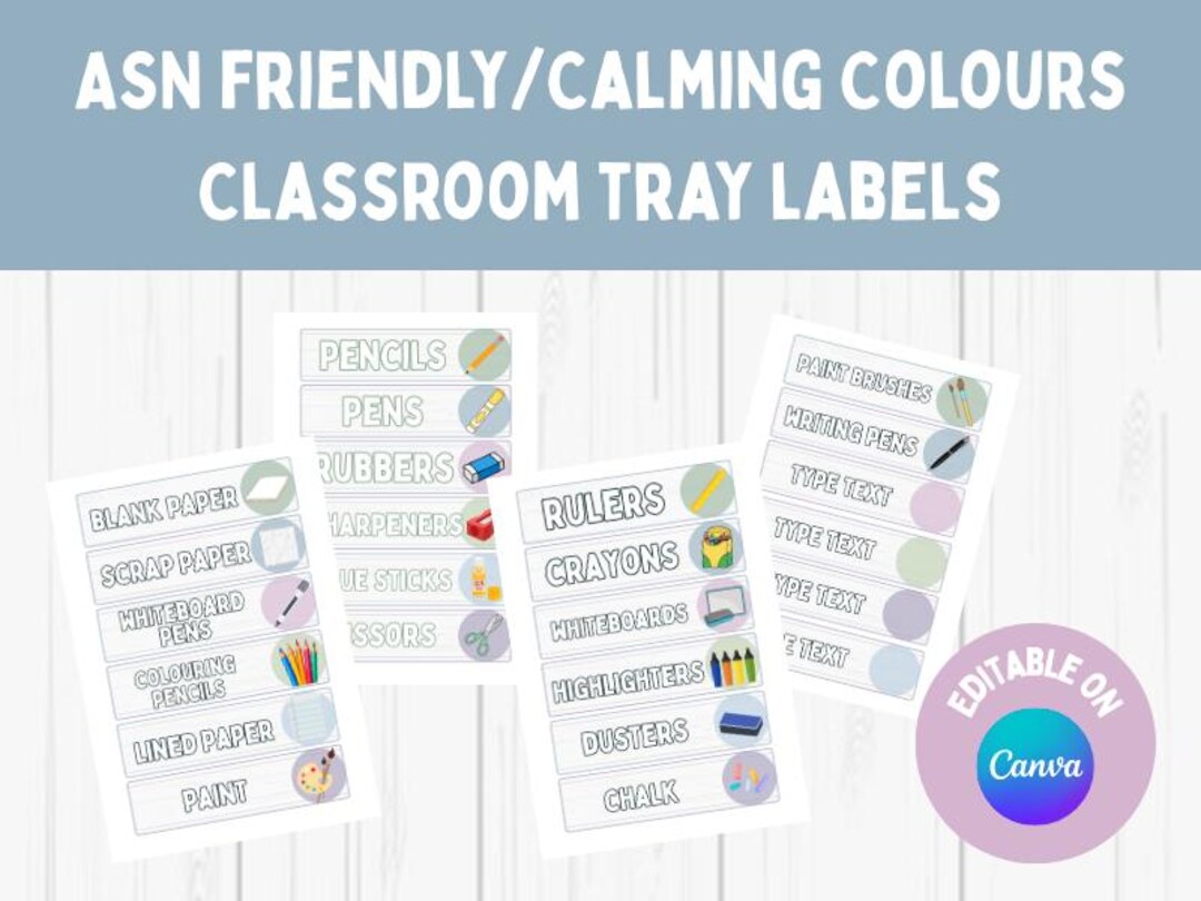 Very Basic Asn Label ASN Friendly/calming Colours Classroom Tray Labels - Etsy