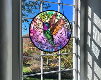Kolibrie raam Suncatcher hangend, kolibrie raam hangend decor, muur kunst decoratie geschenken, Suncatcher ornament