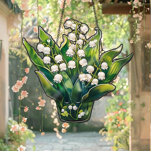 Lily Of The Valley Window Suncatcher Hanging, Flower Window Hanging Decor, Wall Art Decoration Gifts, Suncatcher Ornament