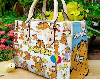 Sac à main en cuir Garfield, sac chat Garfield, sac à main en cuir personnalisé, cadeau sac pour femme