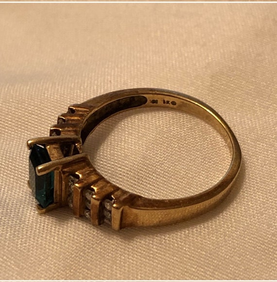 Emerald & Diamond Gold Ring - image 5