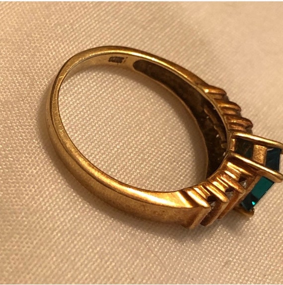 Emerald & Diamond Gold Ring - image 6