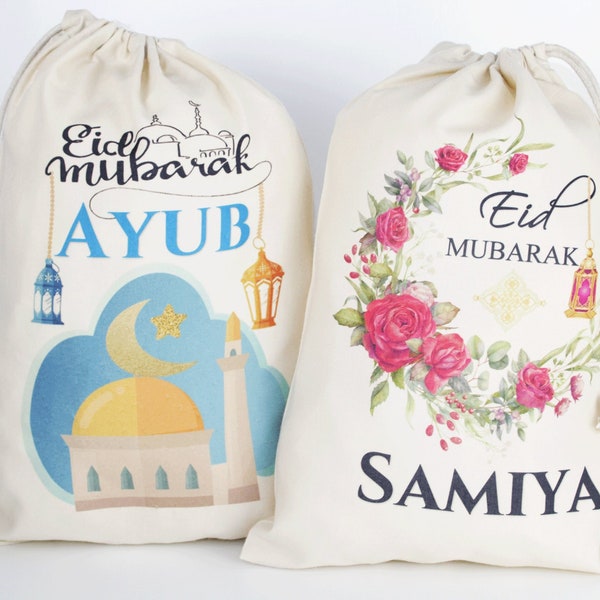 Personalised eid sacks, ramadan / eid gift kids / adults eid gift design ramadan eid mubarak party gift bags / eid mubarak decor