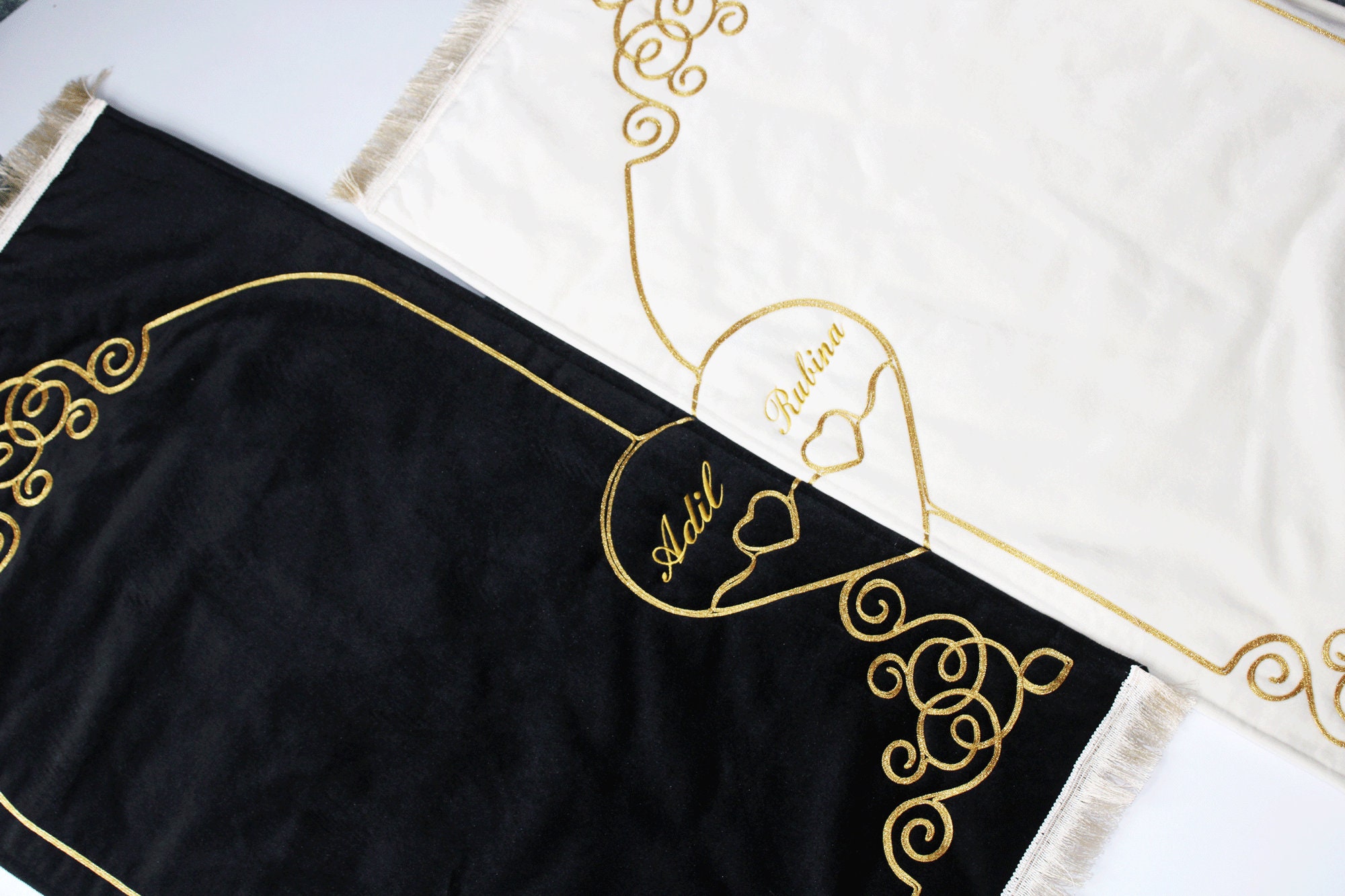 Personalised Couple Prayer Mat Set Luxury Padded Couple Prayer Mat
