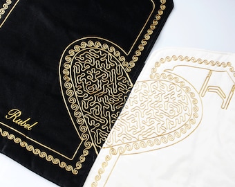 Personalised Couple Prayer Mat Set Luxury Padded Couple Prayer Mat Set with Heart Design,Islamic Wedding Gift,Nikkah Gift for Muslim Couples