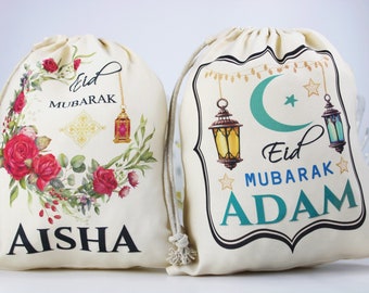 Personalised eid sacks / eid ramadan gift bags, eid gift for kids / ramadan eid mubarak party gift bags / personalised eid gift bag sacks