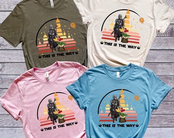 Camiseta de Star Wars Disney, camiseta "This Is The Way", camiseta "Mandalorian", camisetas de Disneyland, camiseta familiar de Disney, camiseta de Galaxy's Edge, vacaciones familiares