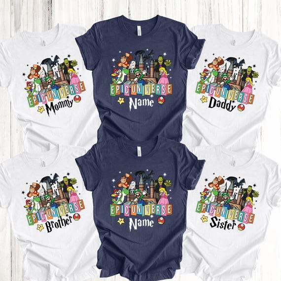 Custom Epic Universe Family Trip Shirts, Matching Mario Tees, Epic Universe Matching Shirts, Epic Universe Family Shirt, Family Trip T-shirt